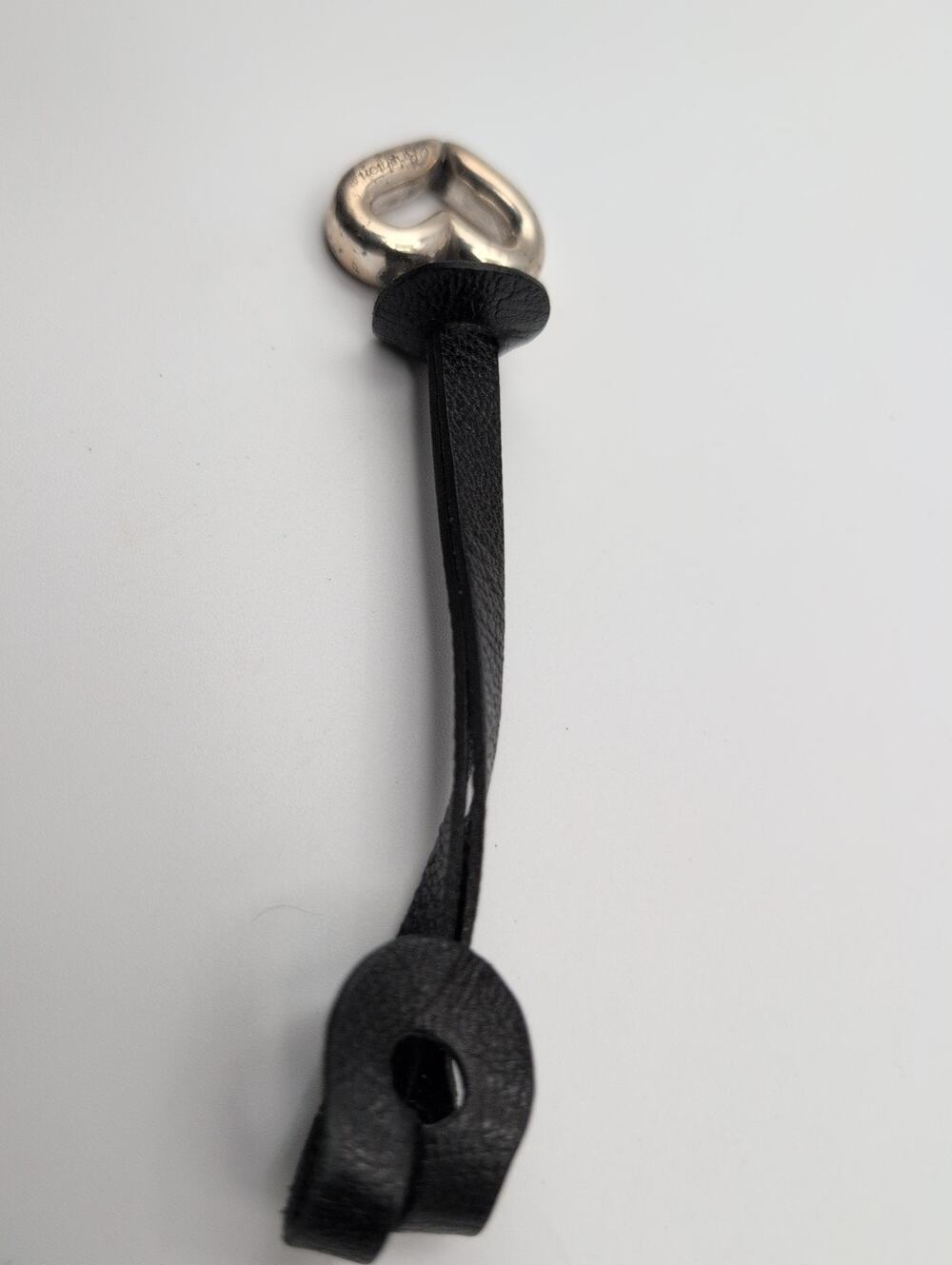 Brighton Contempo Heart Key Fob black leather strap silvertone heart